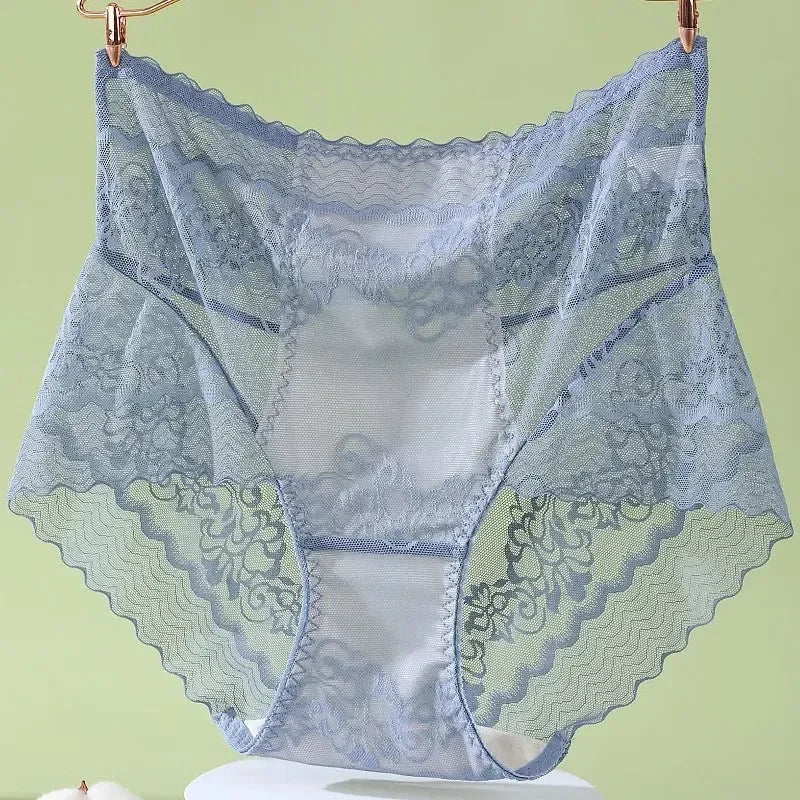 Floral Lace Hollow Briefs – Breathable Plus Size Panties