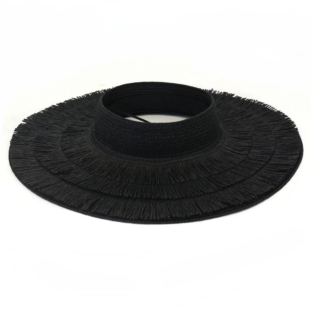 Designer Empty Top Visor Hat for Women – Chic Open Crown Sun Visor for Beach, Golf & Summer Outings