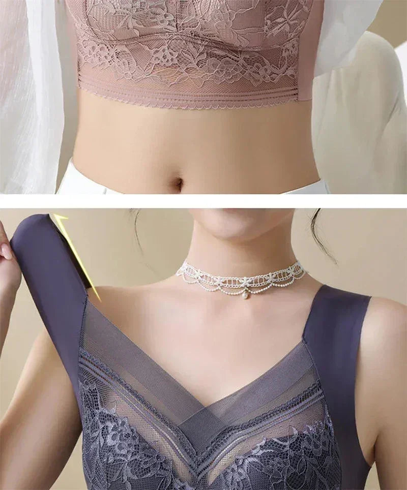 Ice Silk Seamless Push-Up Bralette – Plus Size Lace Wireless Bra