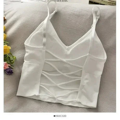 Built-In Bra Sleeveless Cami Crop Top