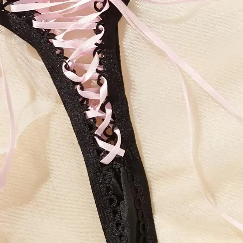 Lace Strap Hollow Thong – Low-Rise Seamless G-String