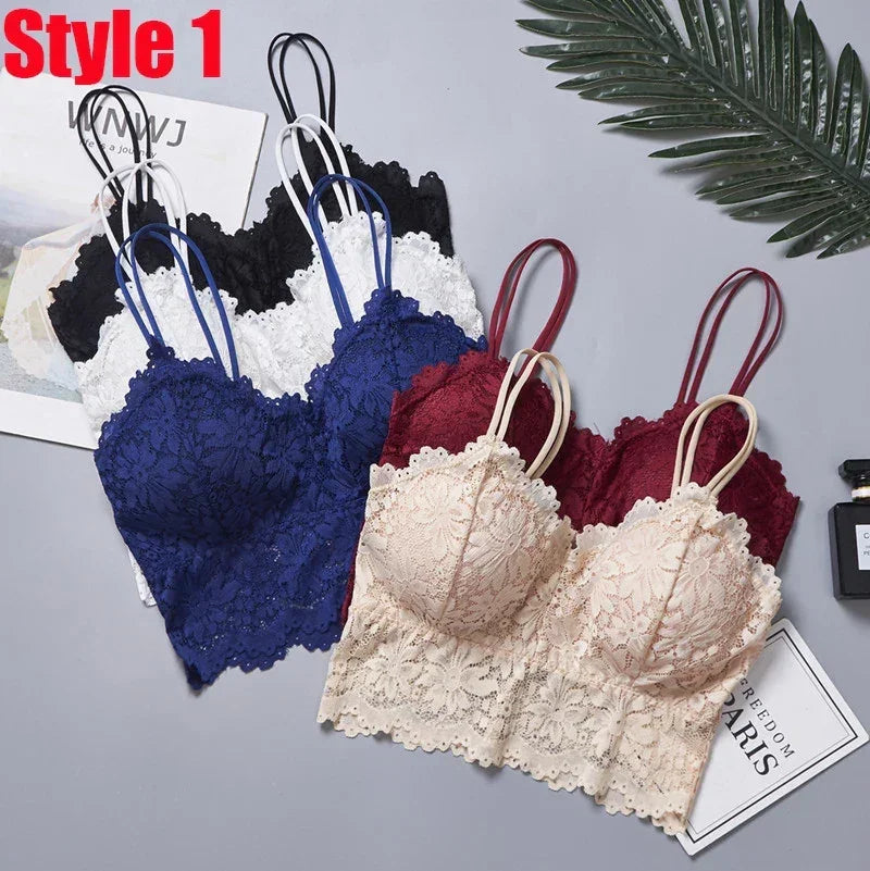 Wireless Lace Flower Body-Shaping Bralette – Seamless Plus Size Lingerie