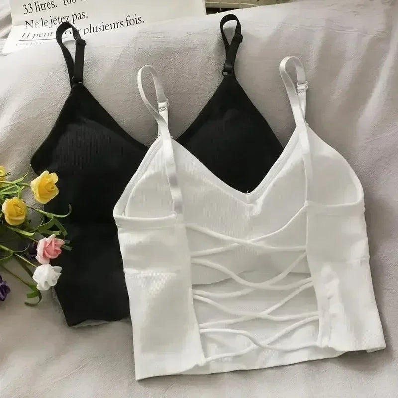 Built-In Bra Sleeveless Cami Crop Top