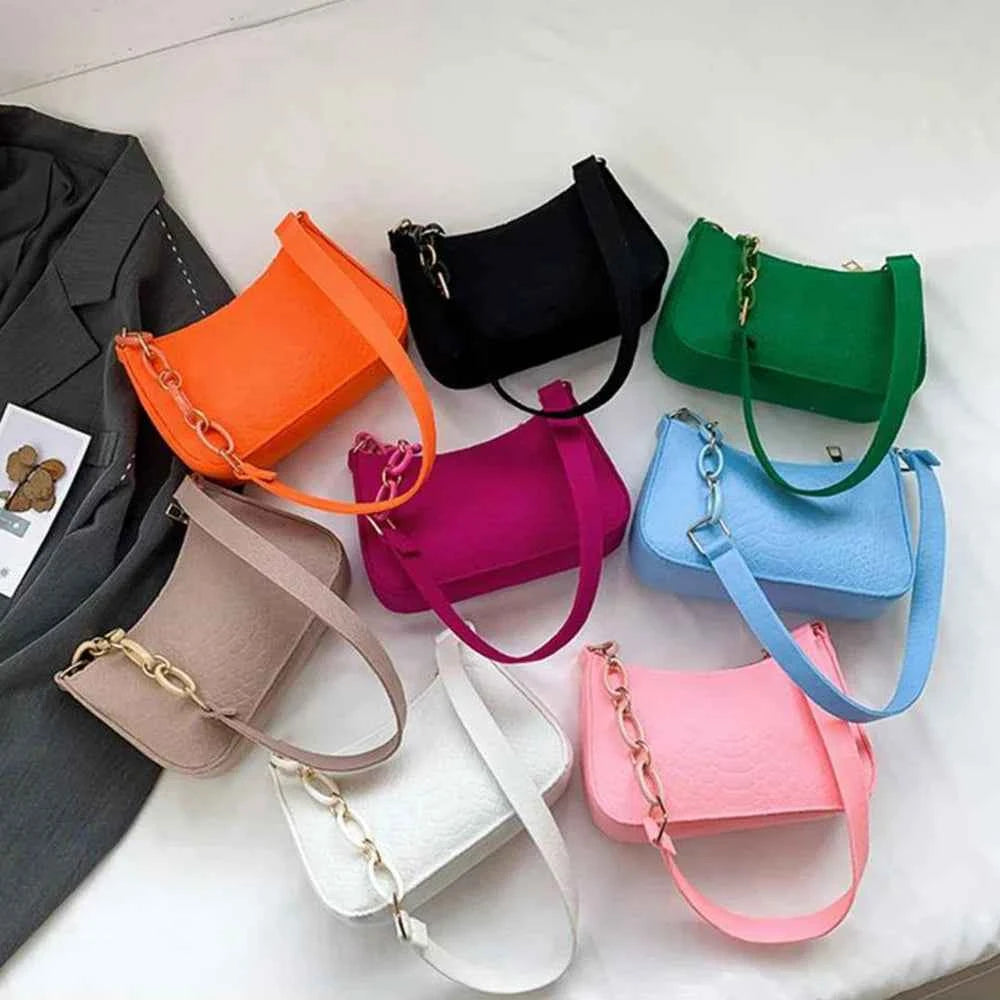 Fashion Felt Cloth Striped Shoulder Bag