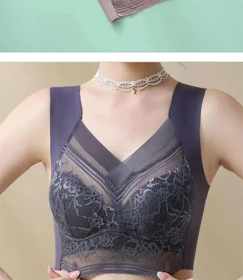 Ice Silk Seamless Push-Up Bralette – Plus Size Lace Wireless Bra