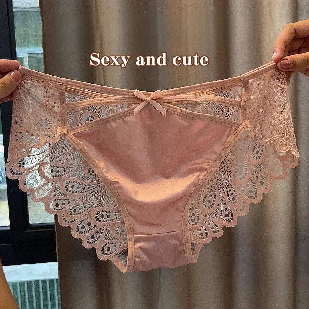 Lace Hollow Satin Briefs – Mid-Rise Plus Size Panties