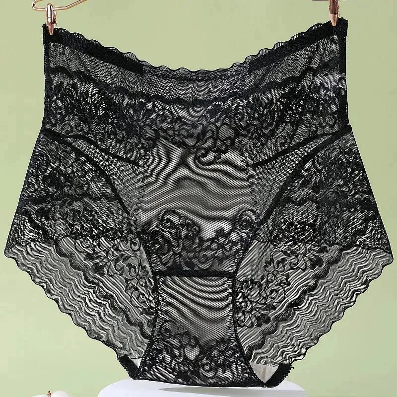 Floral Lace Hollow Briefs – Breathable Plus Size Panties