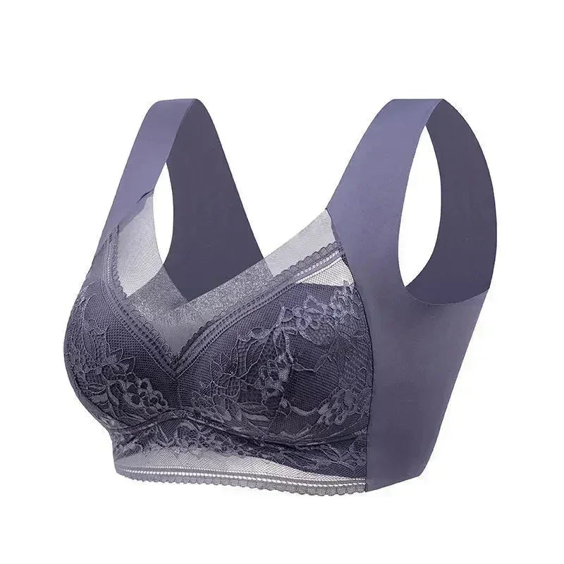 Ice Silk Seamless Push-Up Bralette – Plus Size Lace Wireless Bra