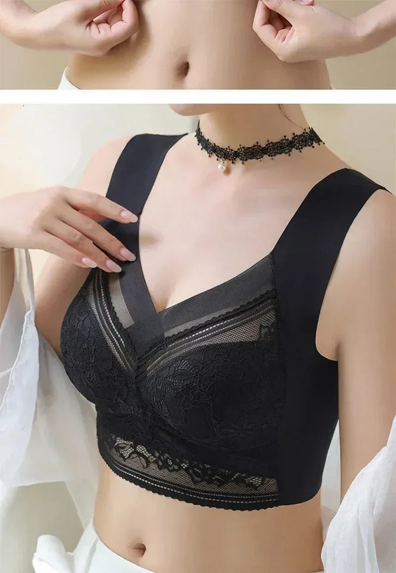 Ice Silk Seamless Push-Up Bralette – Plus Size Lace Wireless Bra