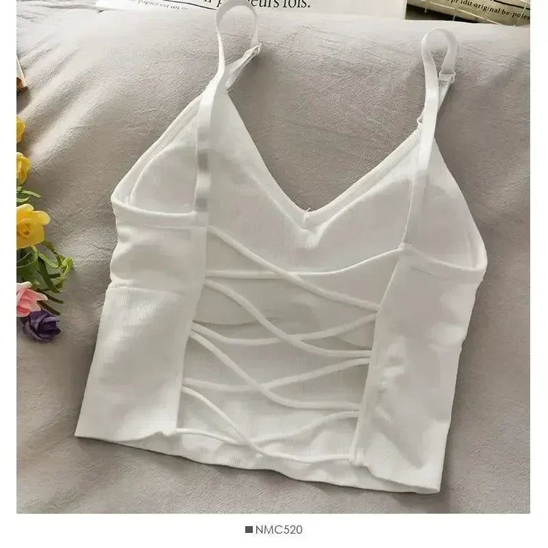 Built-In Bra Sleeveless Cami Crop Top