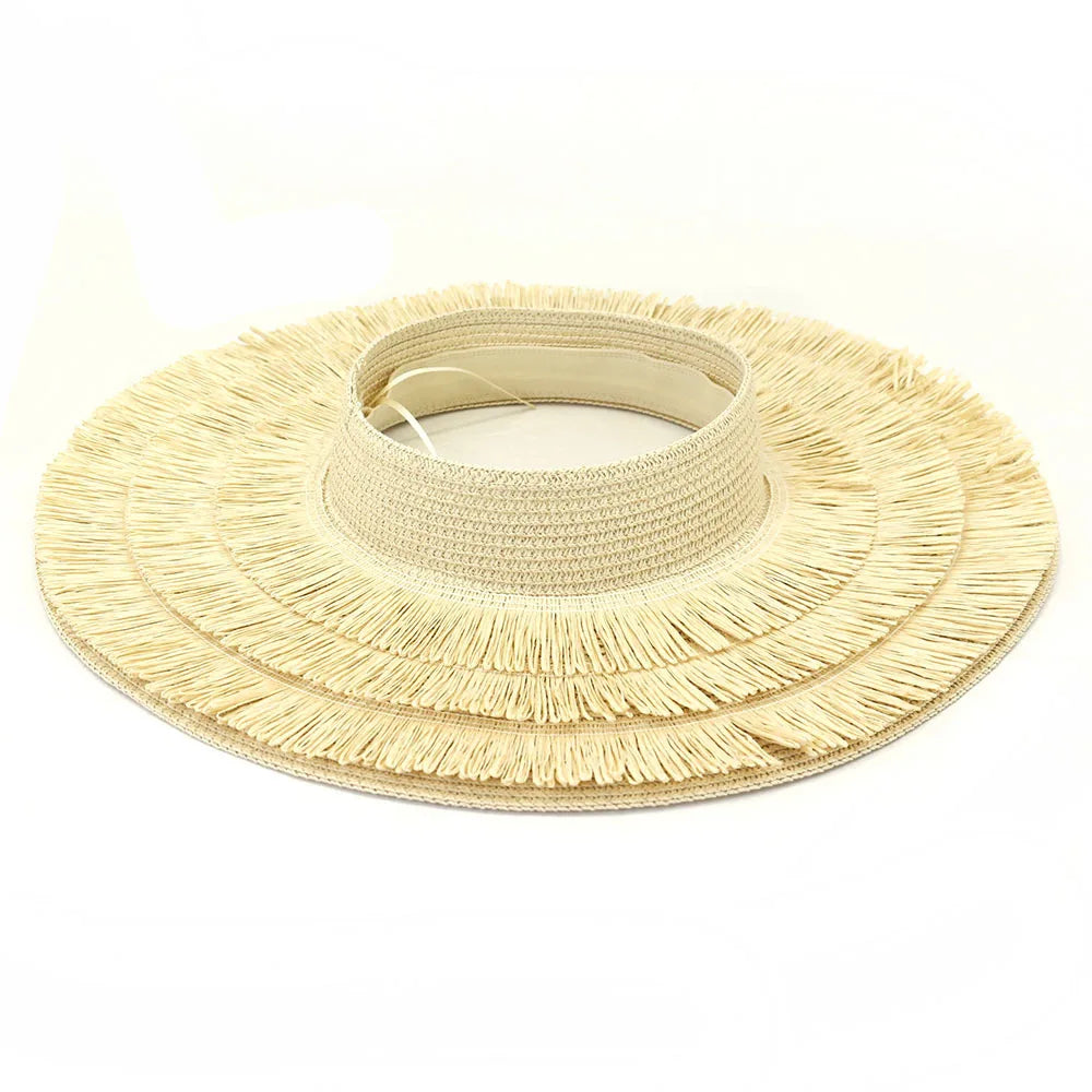 Designer Empty Top Visor Hat for Women – Chic Open Crown Sun Visor for Beach, Golf & Summer Outings