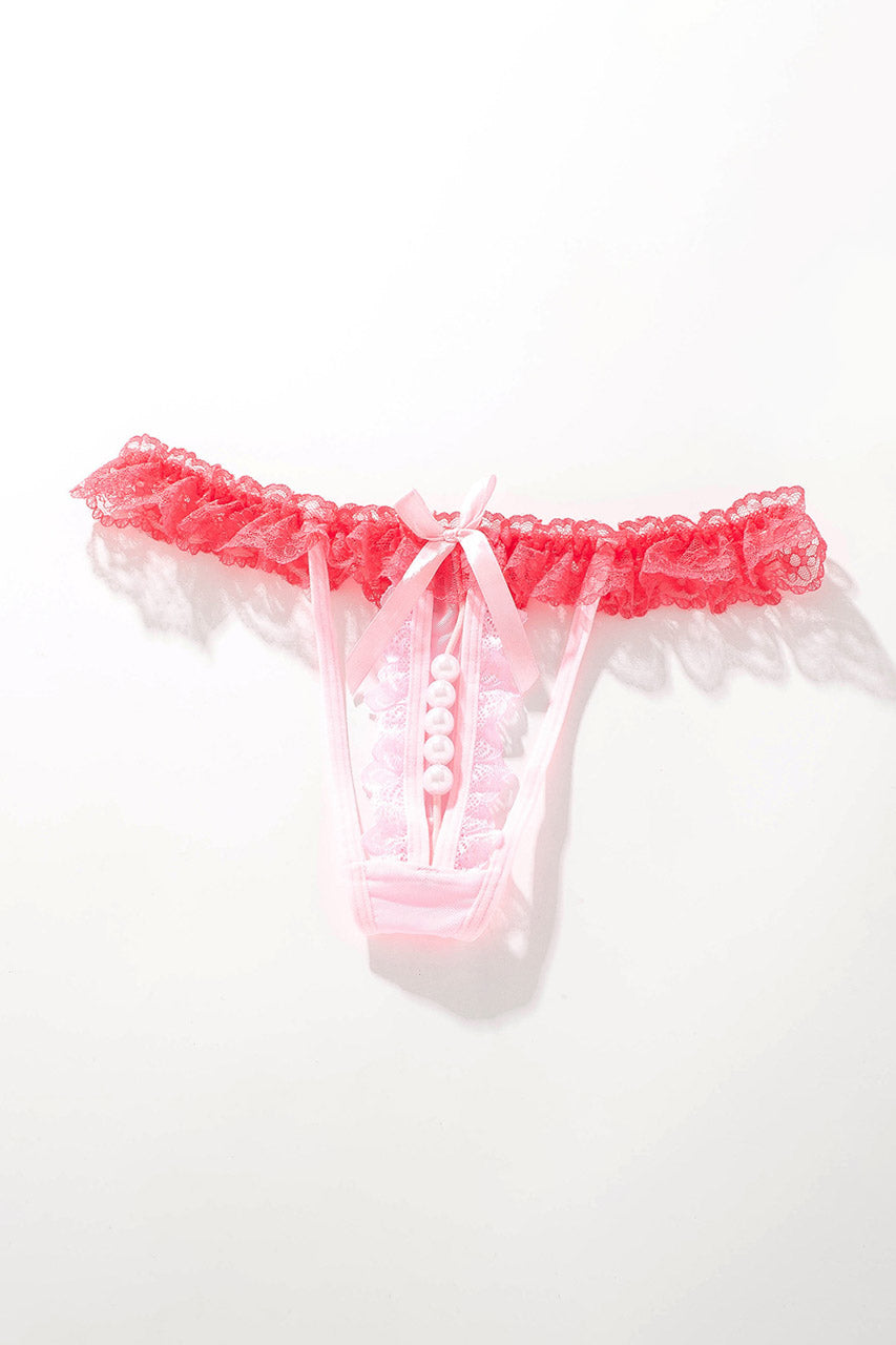 Crotchless ruffle Lace Thong