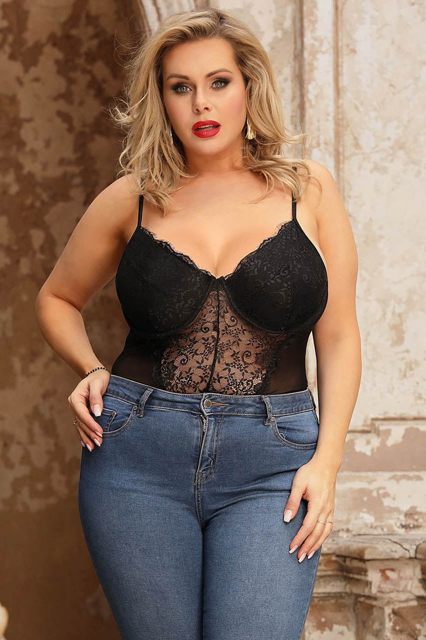 Plus Size Lace Underwire Teddy