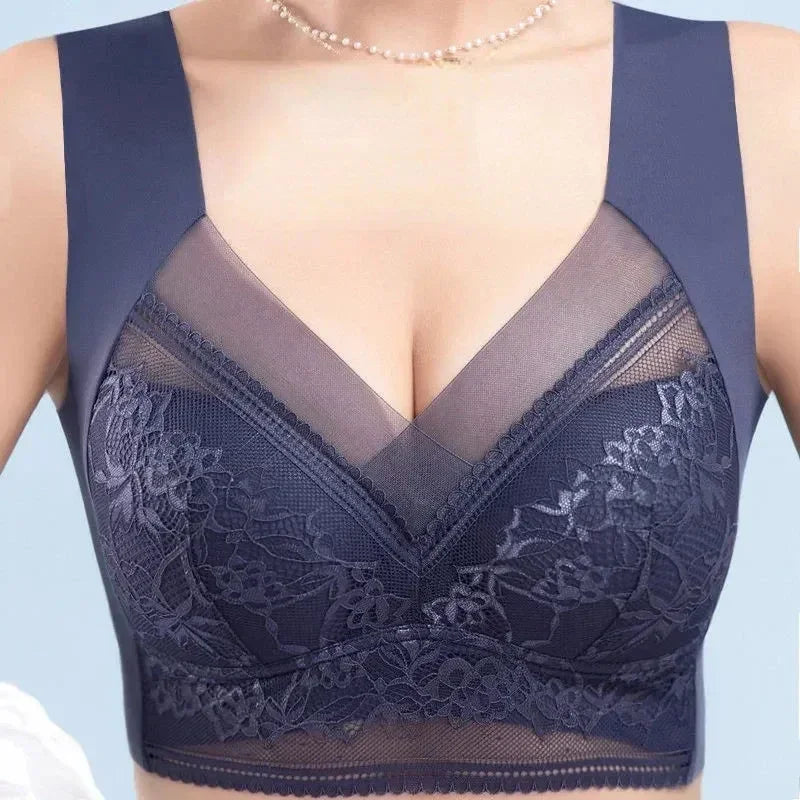Ice Silk Seamless Push-Up Bralette – Plus Size Lace Wireless Bra