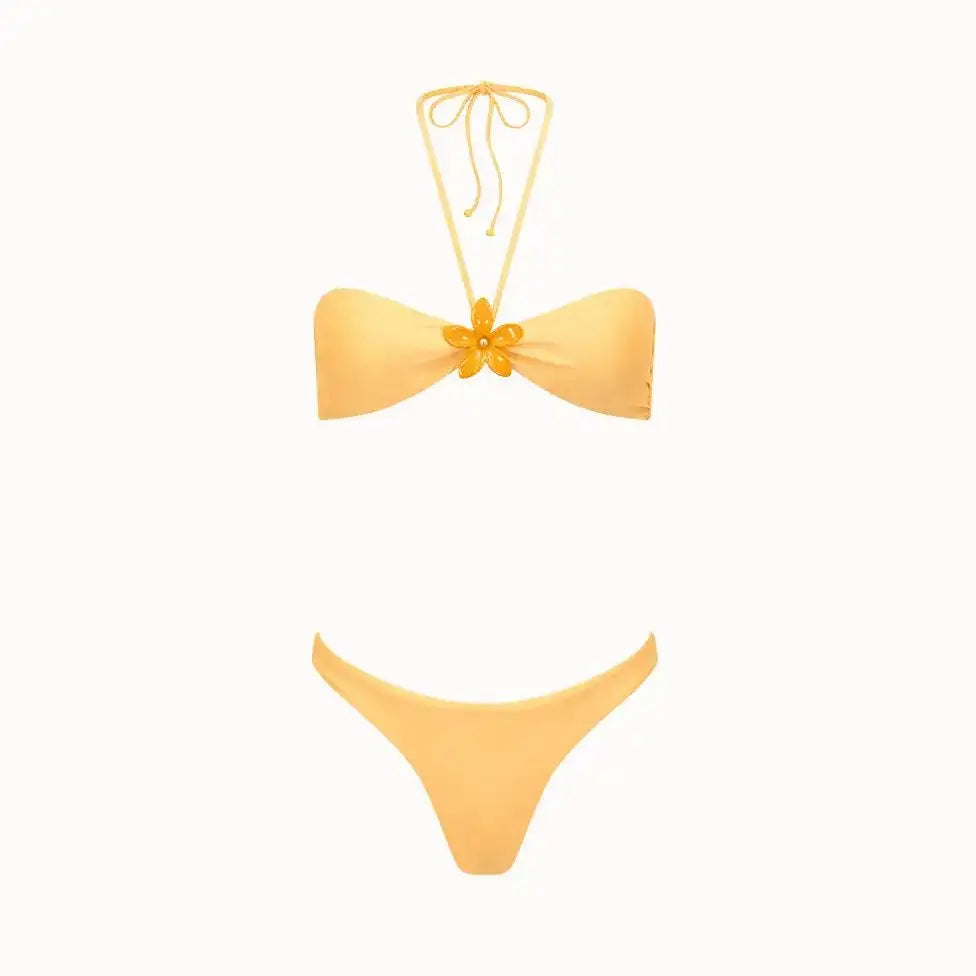 Tropical Sally Three-Piece Swimsuit – Knit Bikini Set