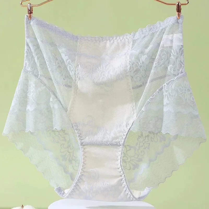 Floral Lace Hollow Briefs – Breathable Plus Size Panties
