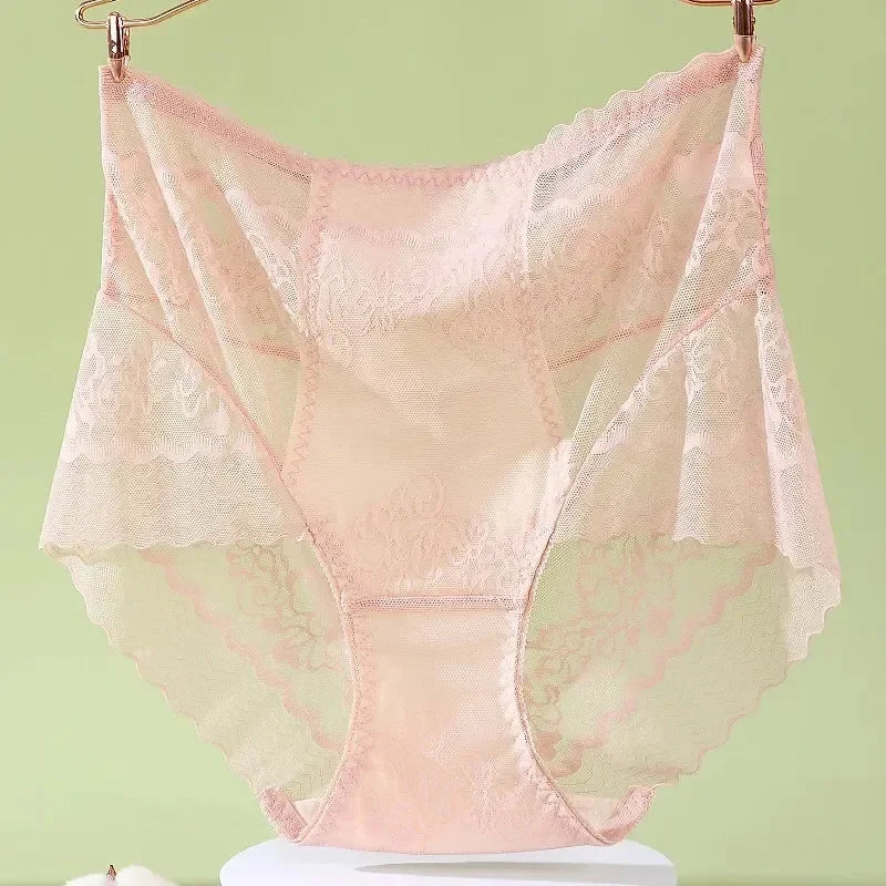 Floral Lace Hollow Briefs – Breathable Plus Size Panties