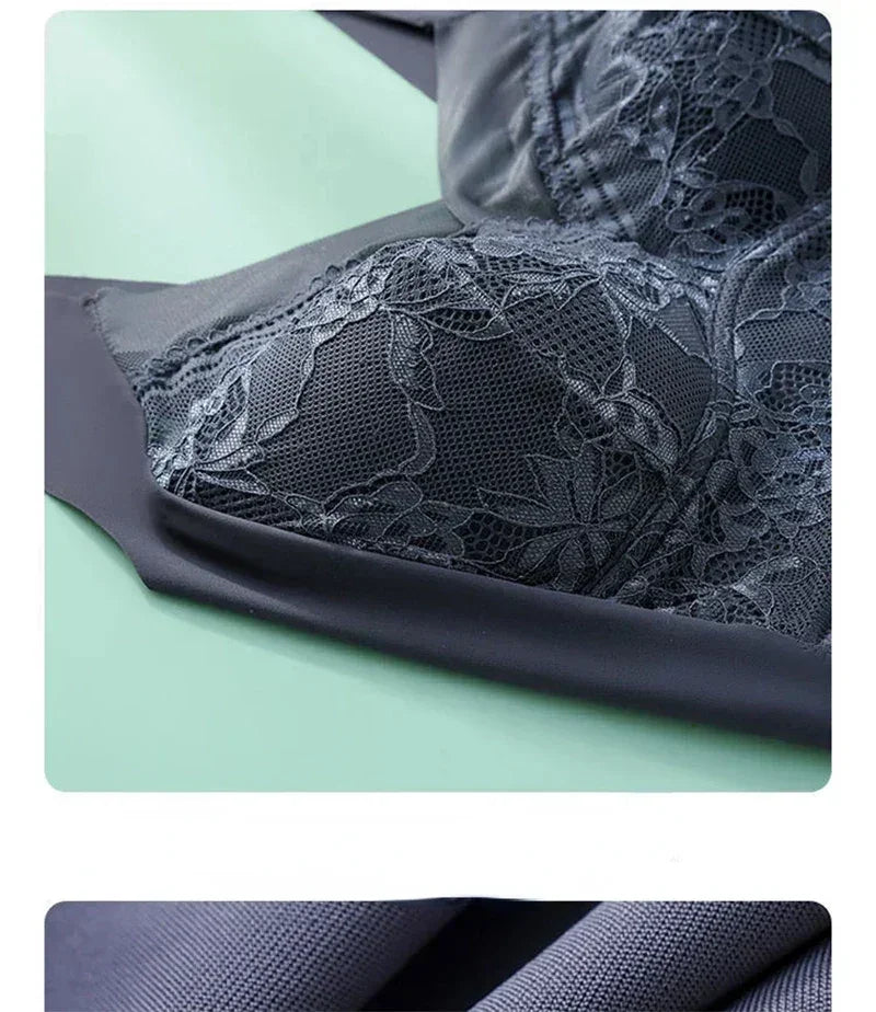 Ice Silk Seamless Push-Up Bralette – Plus Size Lace Wireless Bra