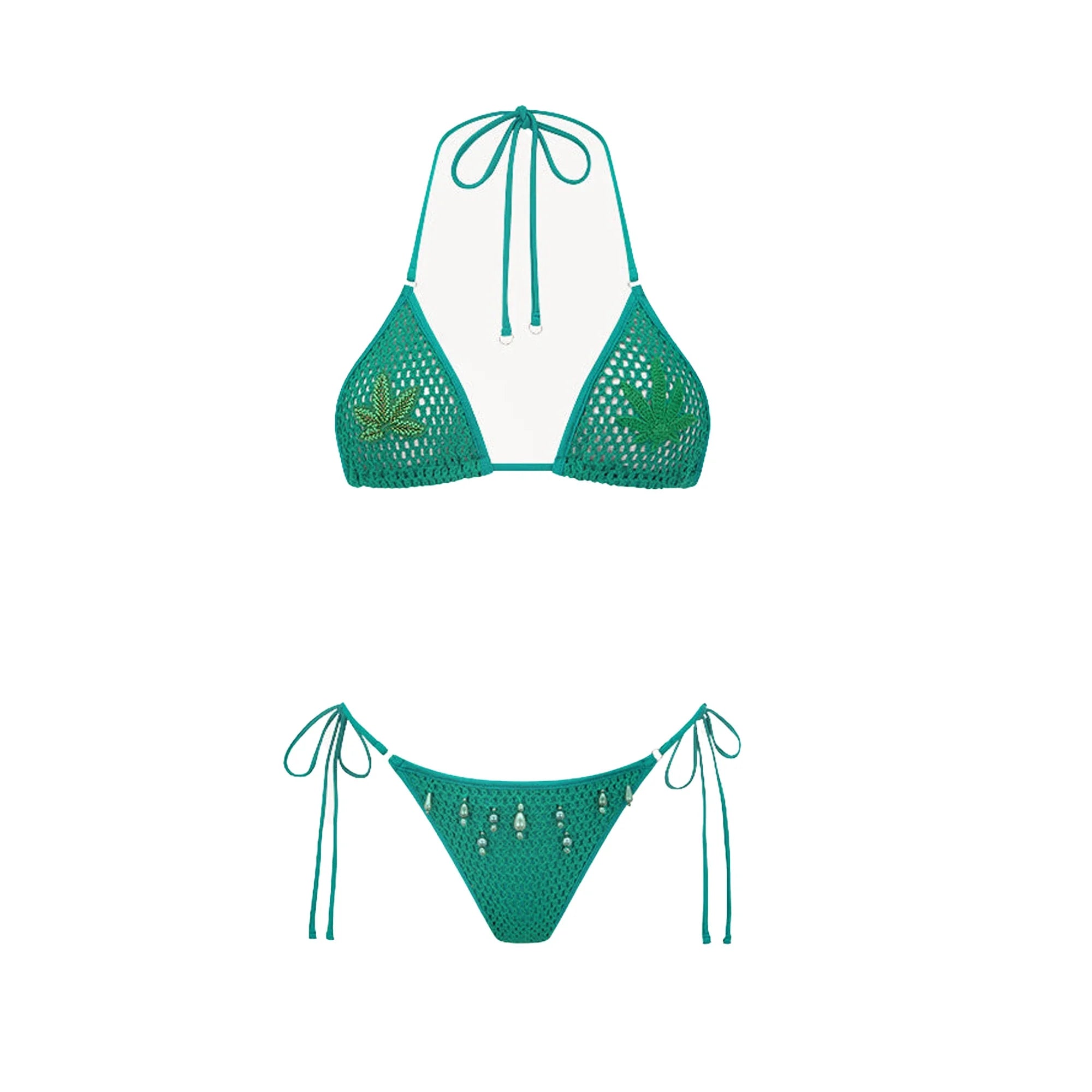 Tropical Sally Three-Piece Swimsuit – Knit Bikini Set
