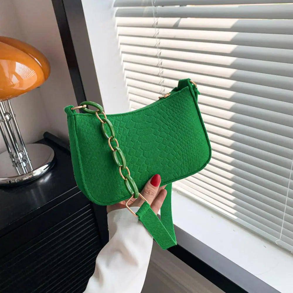 Fashion Felt Cloth Striped Shoulder Bag