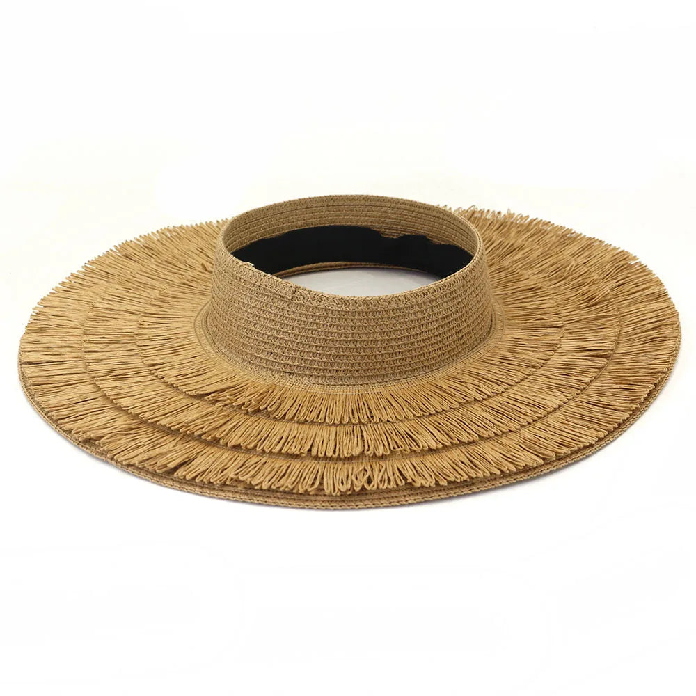 Designer Empty Top Visor Hat for Women – Chic Open Crown Sun Visor for Beach, Golf & Summer Outings
