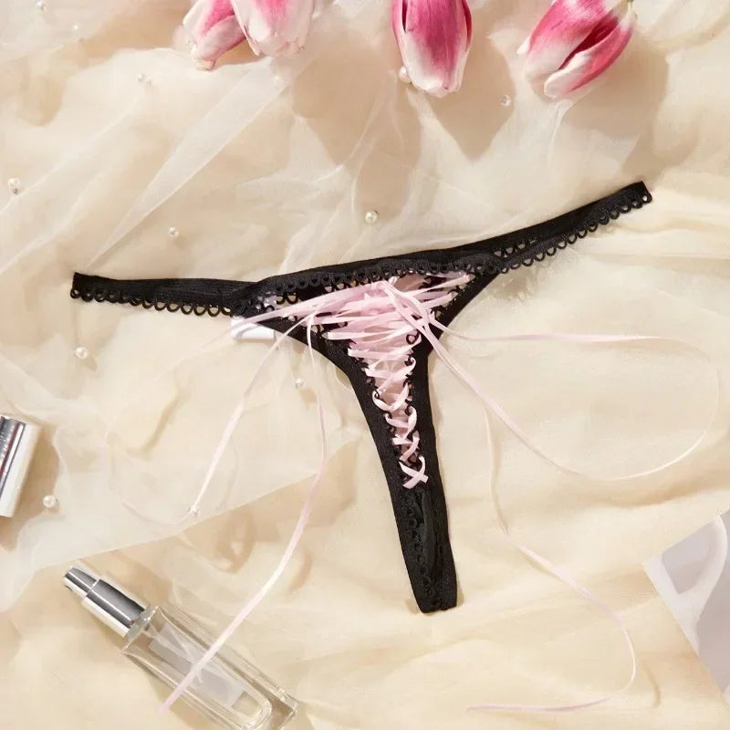 Lace Strap Hollow Thong – Low-Rise Seamless G-String