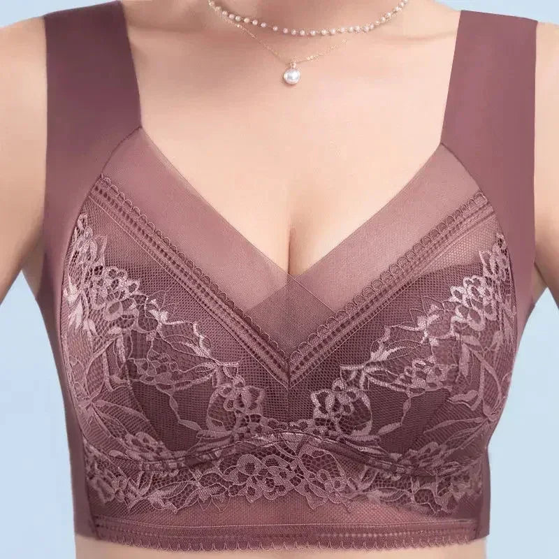 Ice Silk Seamless Push-Up Bralette – Plus Size Lace Wireless Bra