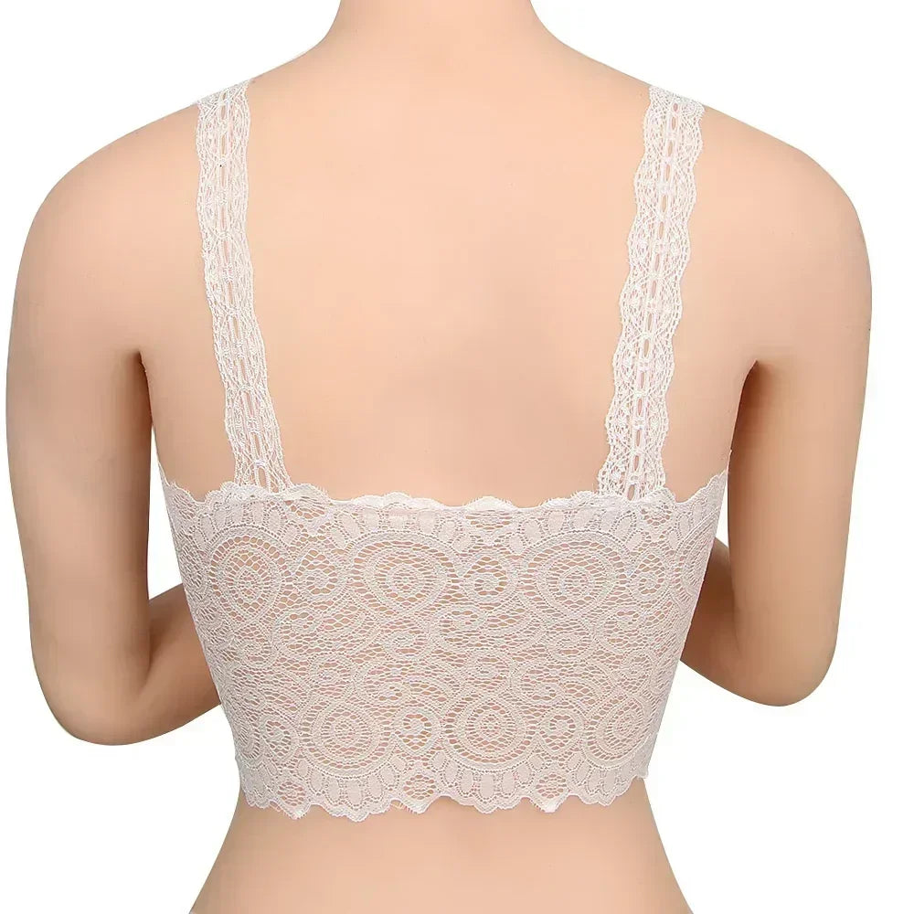 New Women Black White Sexy Tank Tops Lace Floral Crochet Padded Bra Cotton Tank Tops Sexy V-Neck Lace Crochet Vest Casual