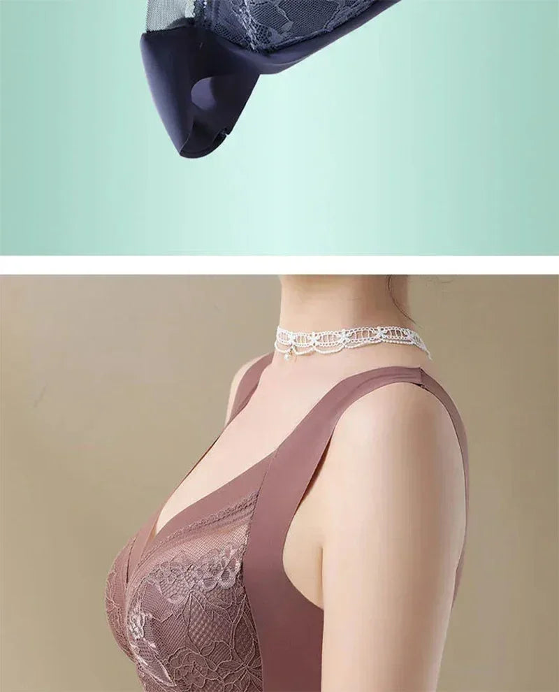 Ice Silk Seamless Push-Up Bralette – Plus Size Lace Wireless Bra