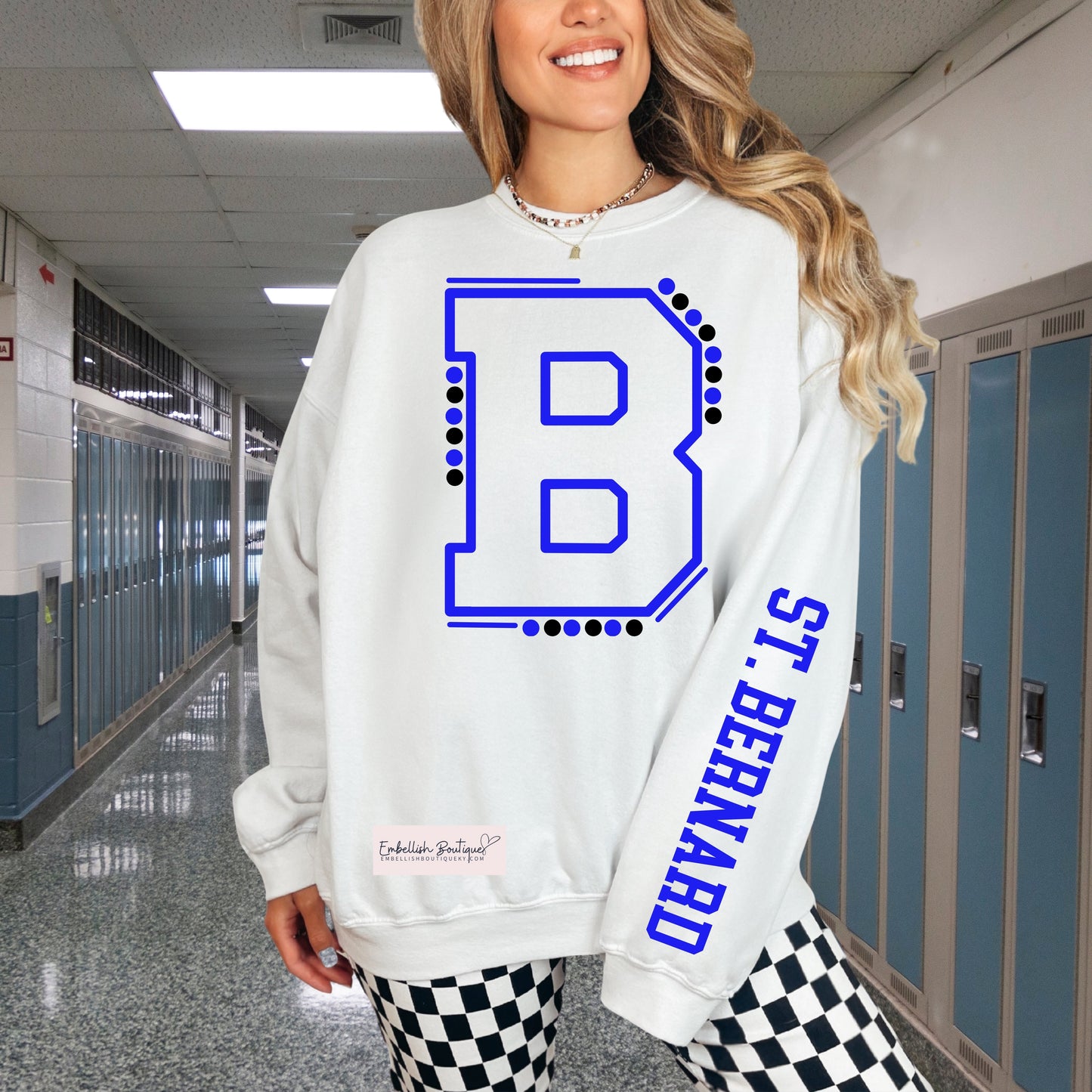 CUSTOM - Initial & School/Team Name Sweatshirt