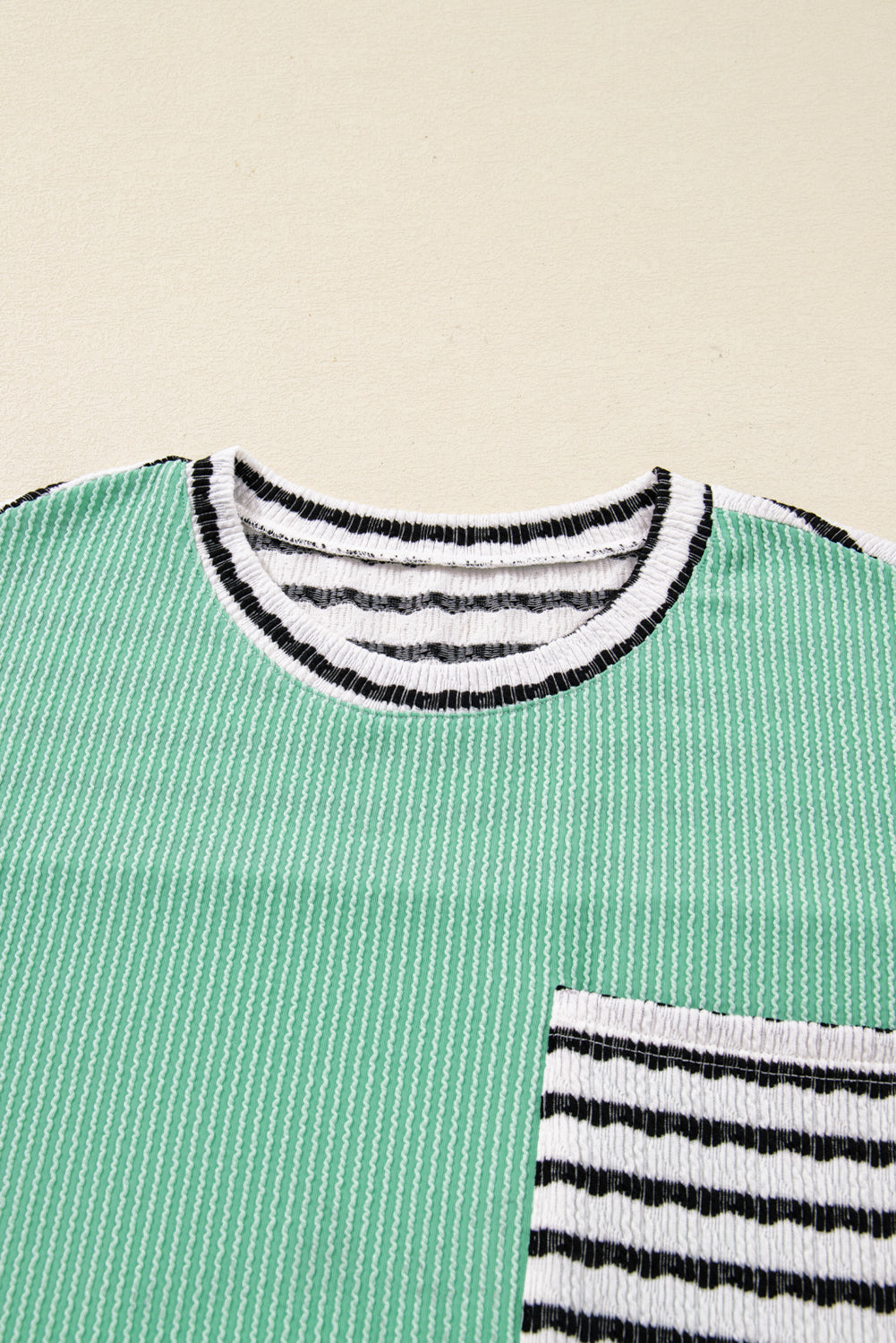 Claire Contrast Striped Patchwork Long Sleeve Top