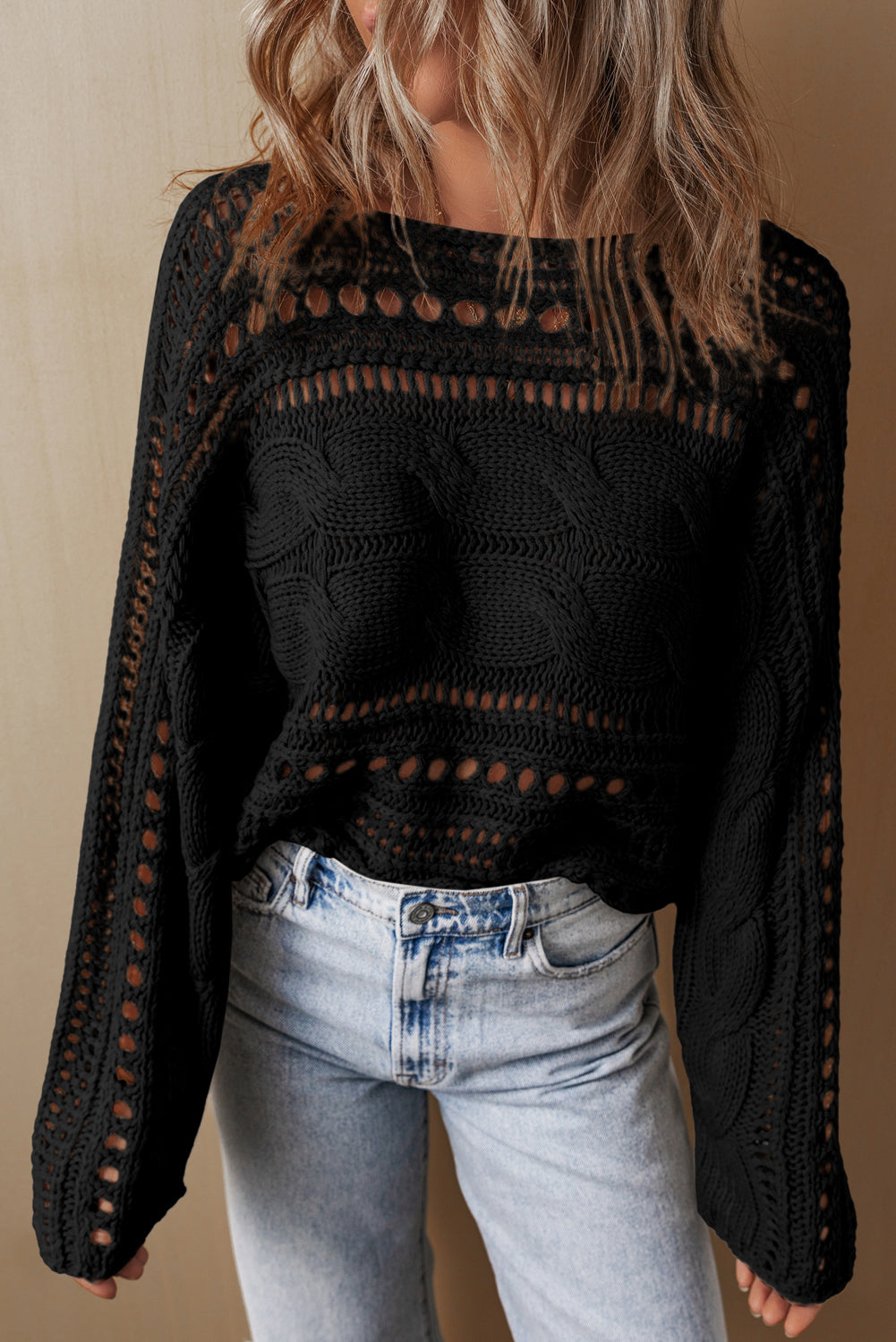 Emma Cable Knit Cropped Sweater