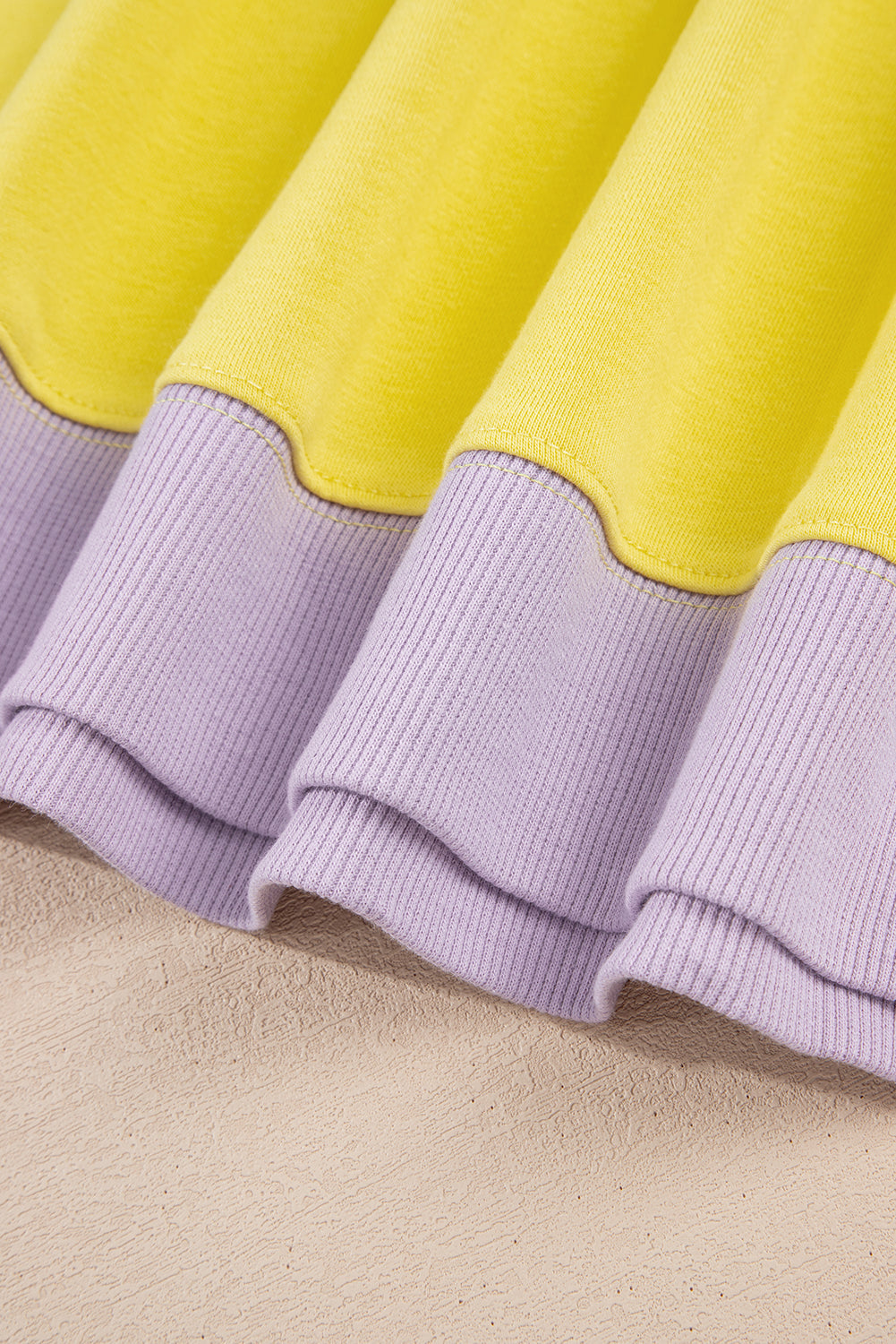 Yellow Striped Color Block Patchwork Crewneck Plus Size Pullover Sweatshirt