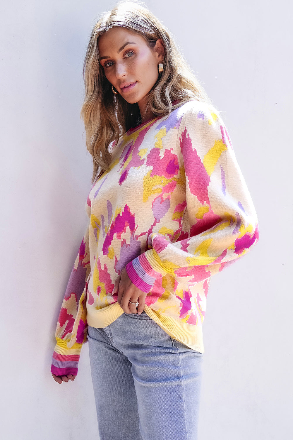 Aria Colorblock Balloon Sleeve Sweater