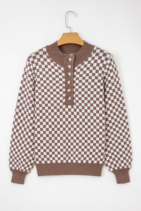 Mckinley Trim Checkerboard Knit Sweater