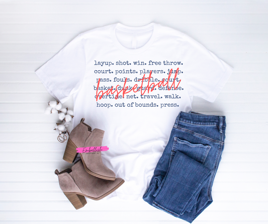 Basketball Typography Sports Words - Tee or Sweatshirt - Custom Colors