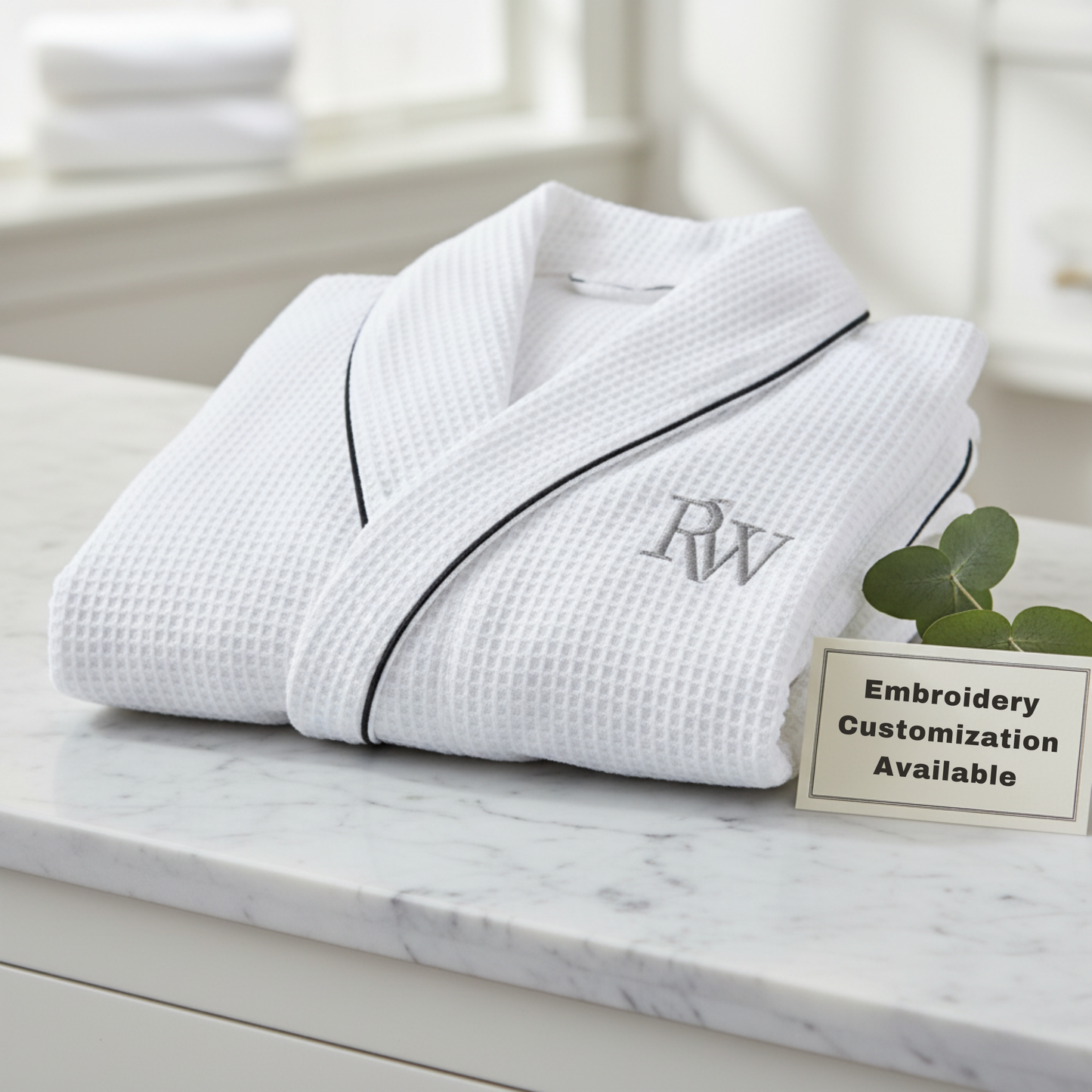 Premium Waffle Piping Robe for Men