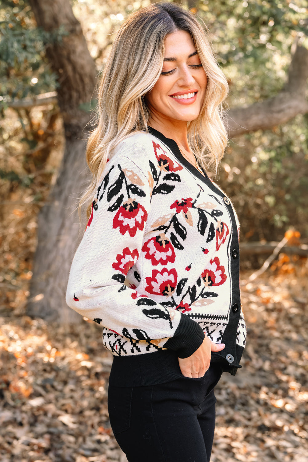 Selene Print Front Knit Cardigan