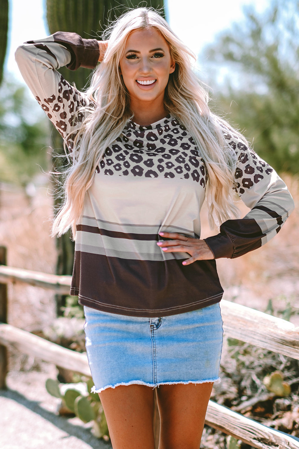 Teagan Color Block Crewneck Long Sleeve Top