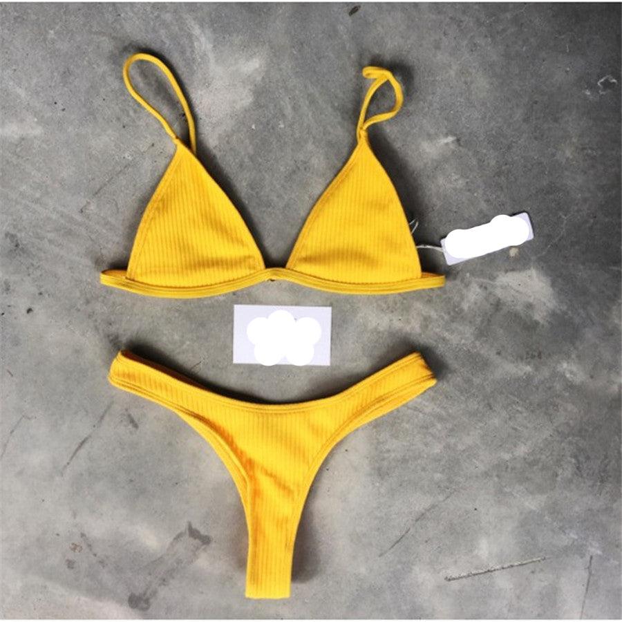 High Cut Micro String Bikini – Black & White Swimsuit