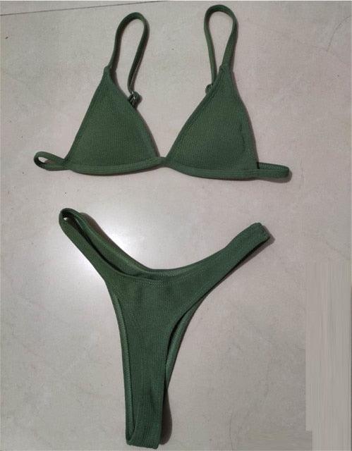 High Cut Micro String Bikini – Black & White Swimsuit