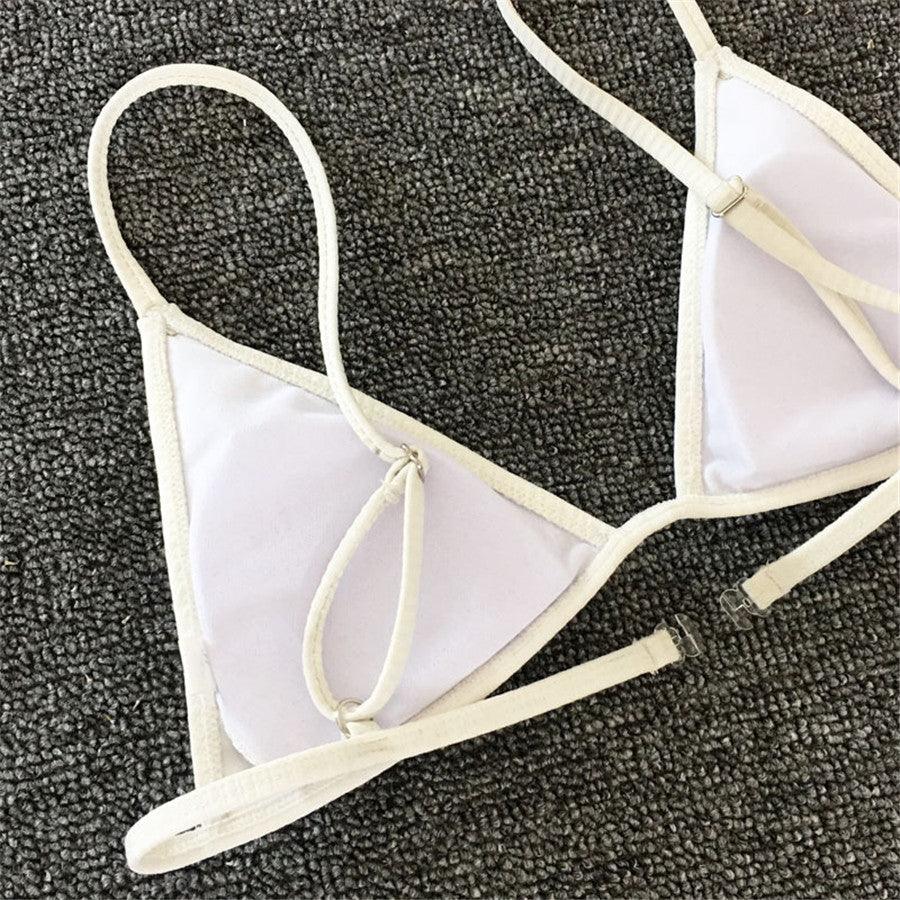 High Cut Micro String Bikini – Black & White Swimsuit