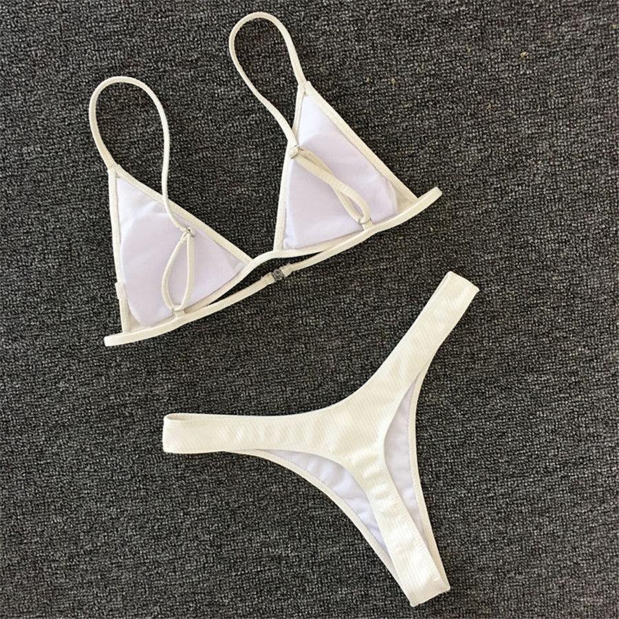 High Cut Micro String Bikini – Black & White Swimsuit