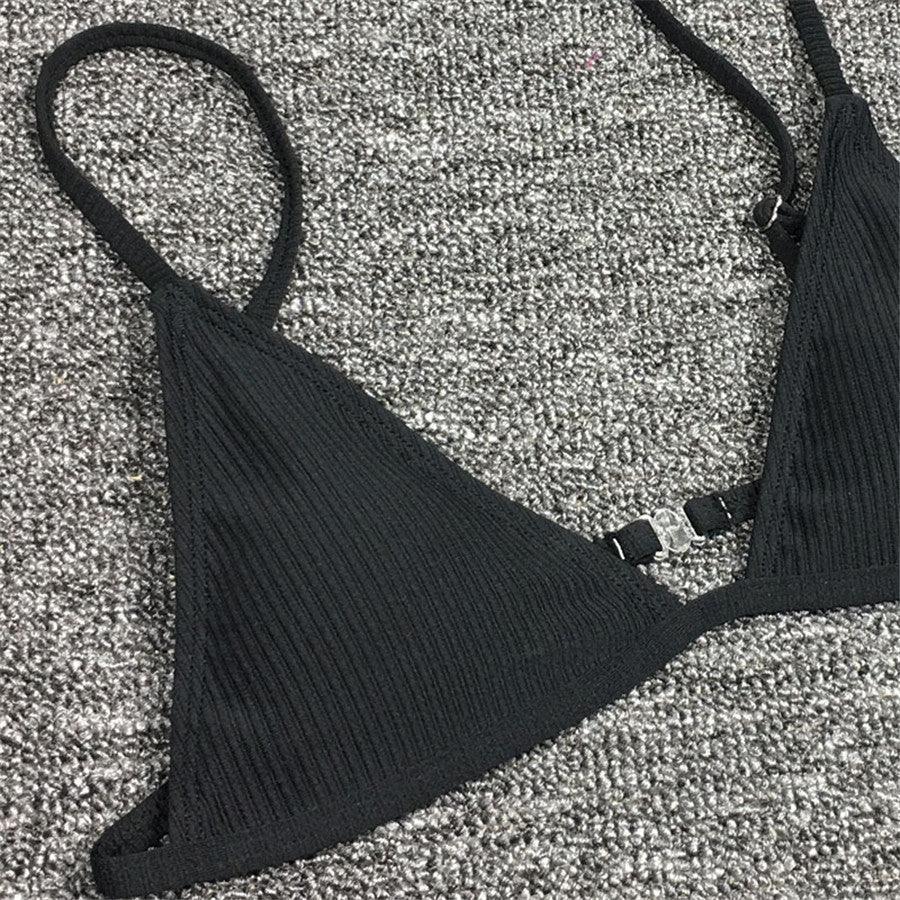 High Cut Micro String Bikini – Black & White Swimsuit