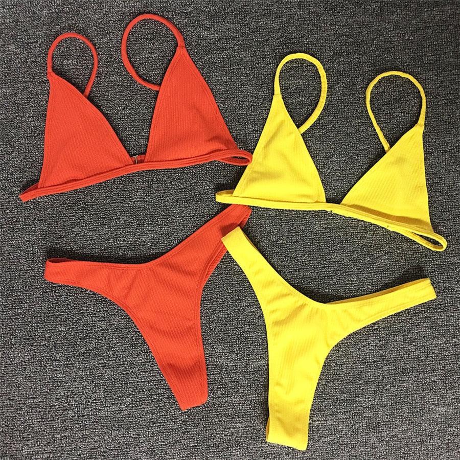 High Cut Micro String Bikini – Black & White Swimsuit