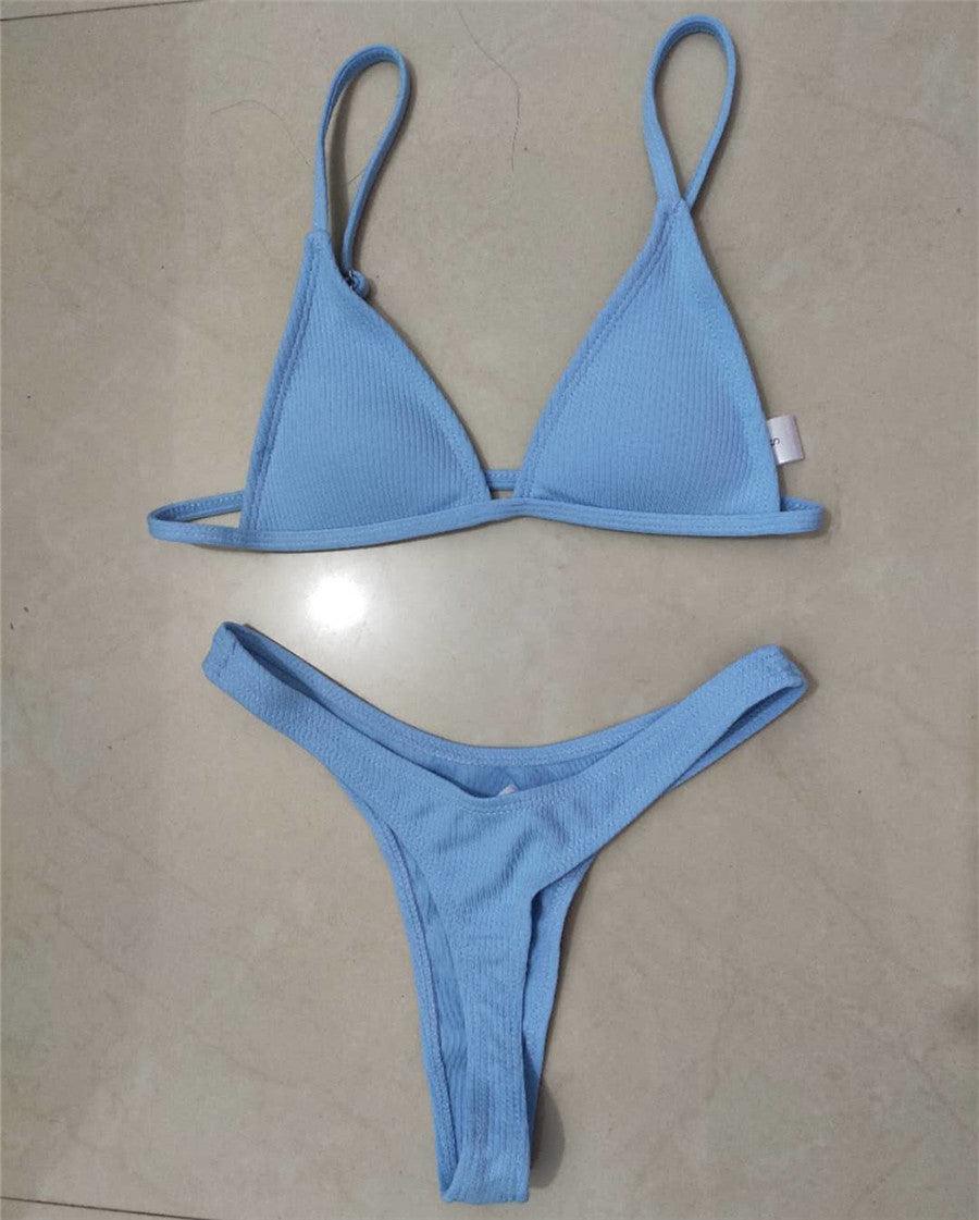 High Cut Micro String Bikini – Black & White Swimsuit