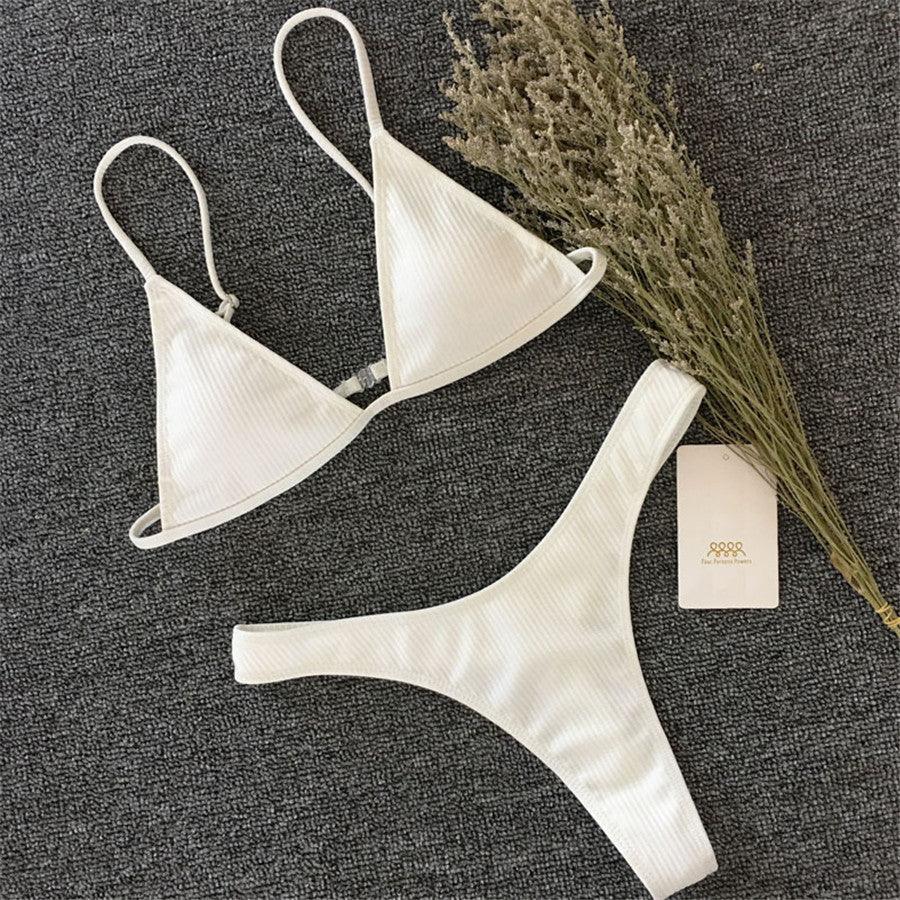 High Cut Micro String Bikini – Black & White Swimsuit
