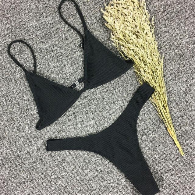 High Cut Micro String Bikini – Black & White Swimsuit