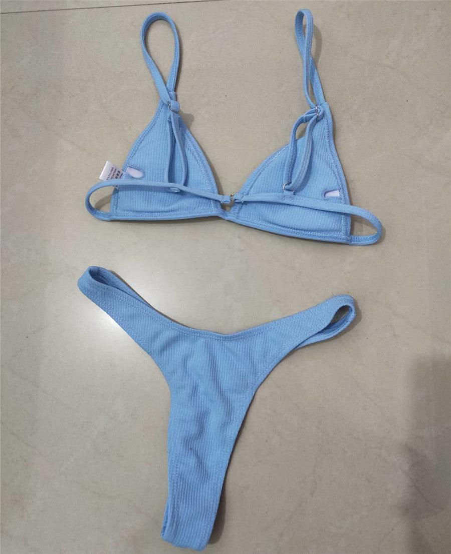 High Cut Micro String Bikini – Black & White Swimsuit