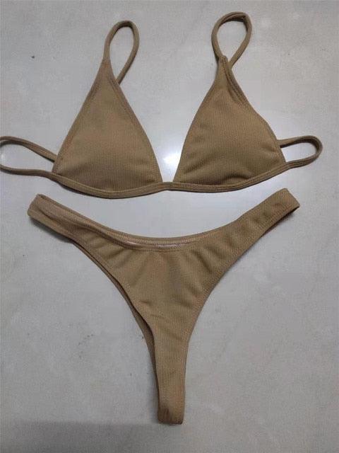 High Cut Micro String Bikini – Black & White Swimsuit